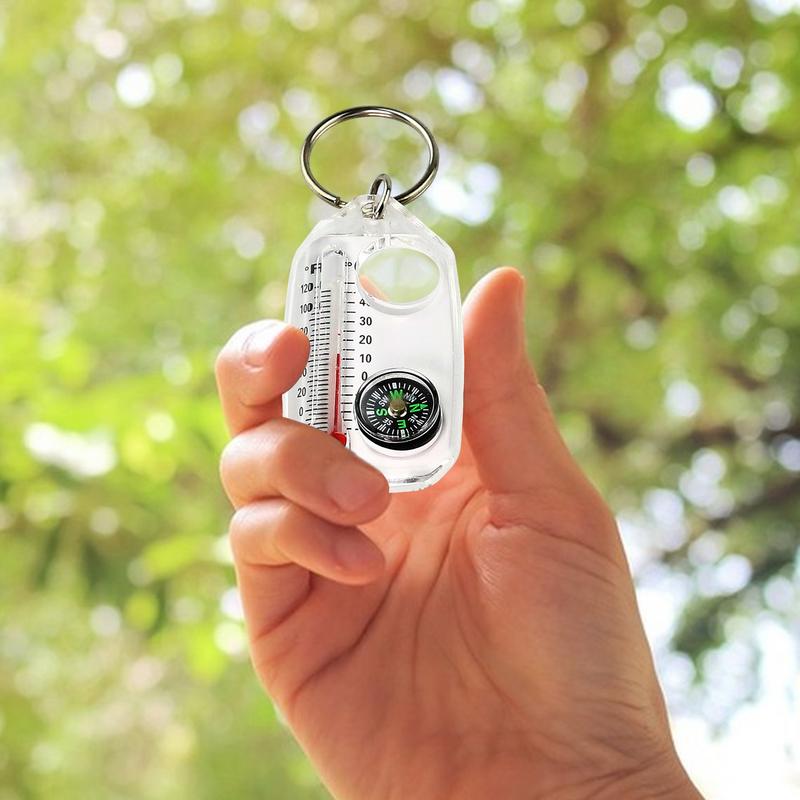 Compass Keychain Mini - ミニキーホルダー多機能キャンプコンパス温度計屋外ガイドコンパス温度計キーリング