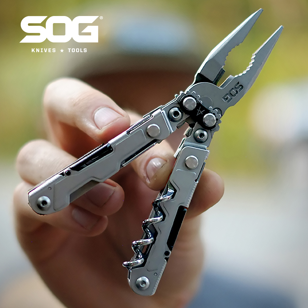 Edc Carry Pliers - SOG 19 in 1 パワーリットルミニマルチツールプライヤー 5インチステンレス鋼製折りたたみ式EDCポケットナイフ