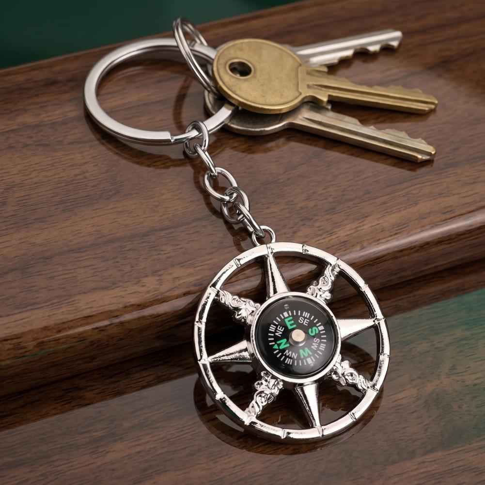 Compass Keychain Mini - ミニコンパスキーホルダー ミニ合金コンパスキーホルダー ハイキング アウトドア キャンプ バックパックチャーム