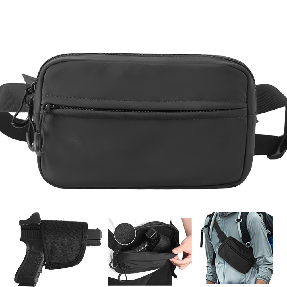 Edc Concealed Carry Bag - タクティカルクロスボディバッグ ピストルウエストパック 隠し銃キャリーホルスター EDCファニーパック ジッパーベルト付き スポーツ旅行仕事用