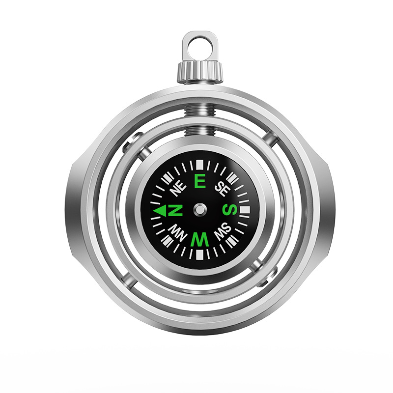 Compass Keychain Mini - ミニコンパス指先フィジェットローラーキーホルダー回転フライホイール EDC ストレス軽減おもちゃ抗不安子供のための
