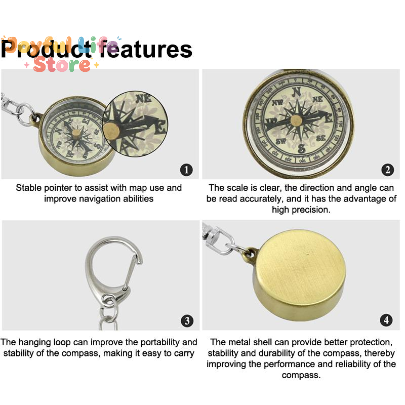 Compass Keychain Mini - ホットセール登山用具キーホルダーヴィンテージツールポータブル亜鉛合金ポケットコンパスミニコンパスキーリングキャンプ用コンパス