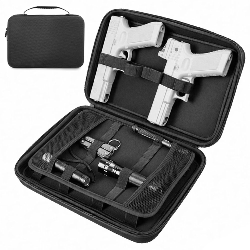 Edc Concealed Carry Bag - 戦術的なピストルガンケースデュアルガン収納バッグ隠しキャリーピストル保護ケースガンホルスターバッグEDCツール懐中電灯ポーチ