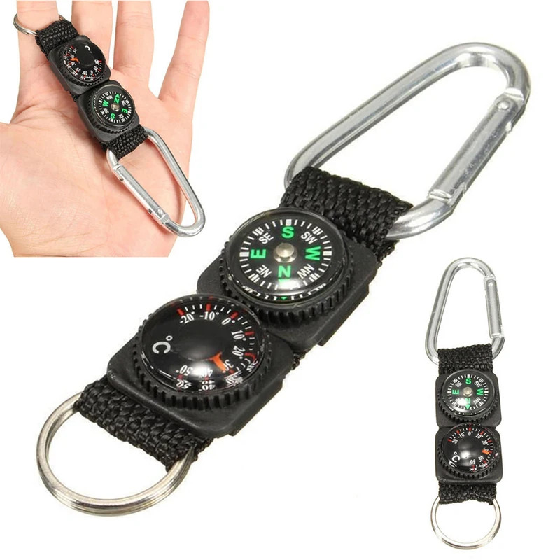 1pc ユニバーサル多機能 3 で 1 キャンプ登山ハイキン - Compass Keychain Mini のレビューと価格