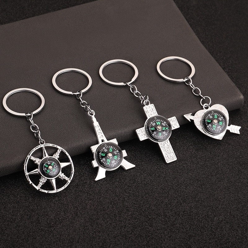 ユニークな航海コンパスキーホルダー金属ラウンドバックル舵栓抜 - Compass Keychain Mini のレビューと価格