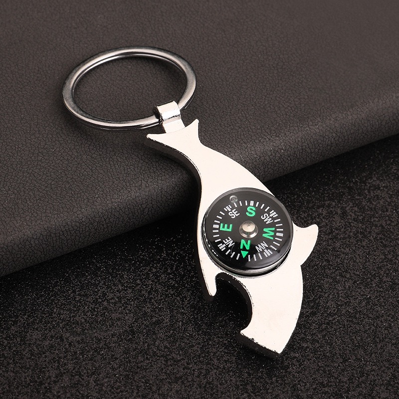 ユニークな航海コンパスキーホルダー金属ラウンドバックル舵栓抜 - Compass Keychain Mini のレビューと価格