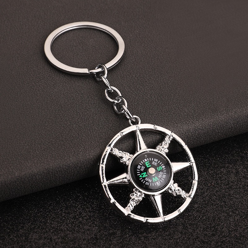 ユニークな航海コンパスキーホルダー金属ラウンドバックル舵栓抜 - Compass Keychain Mini のレビューと価格