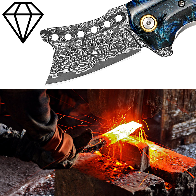 手作りダマスカス鋼ポケットナイフ、メンズEDC折りたたみナイ - Edc Concealed Carry Knife のレビューと価格