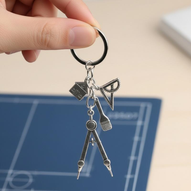 多機能シルバーキーホルダー三角定規ペイントコンパス1個ミニポ - Compass Keychain Mini のレビューと価格