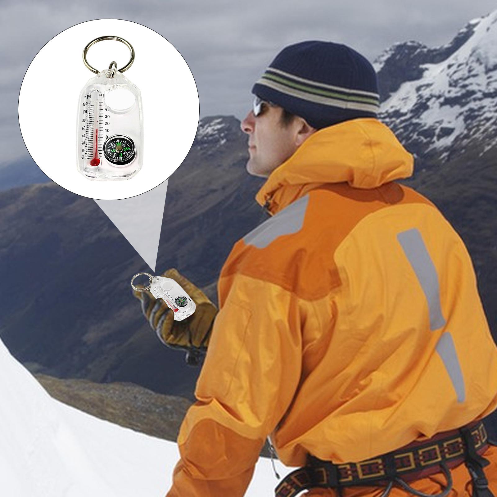 多機能ミニキーホルダーキャンプコンパス温度計屋外登山温度テス - Compass Keychain Mini のレビューと価格