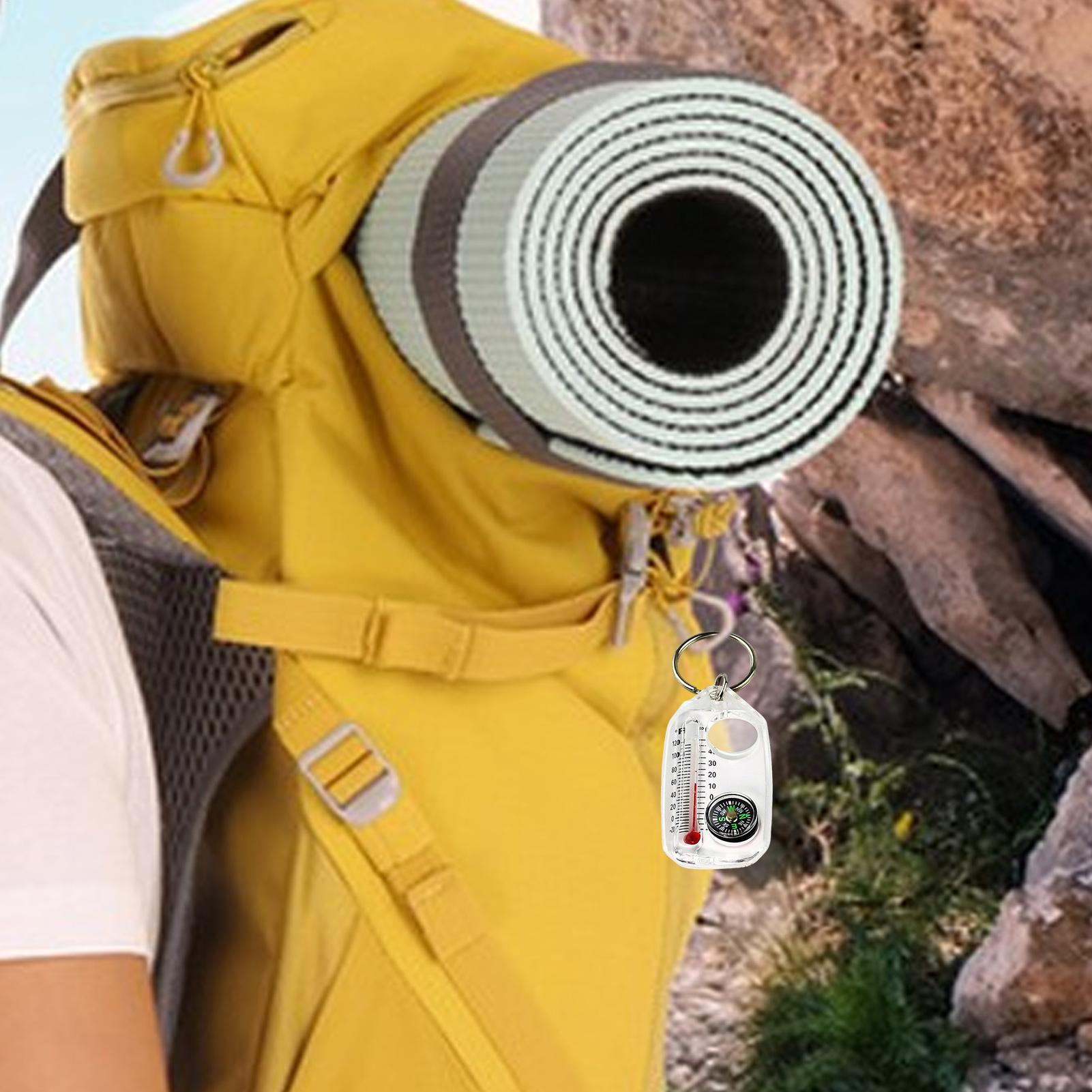 3in 1ポケットサバイバルコンパス多機能ミニキーホルダーキ - Compass Keychain Mini のレビューと価格
