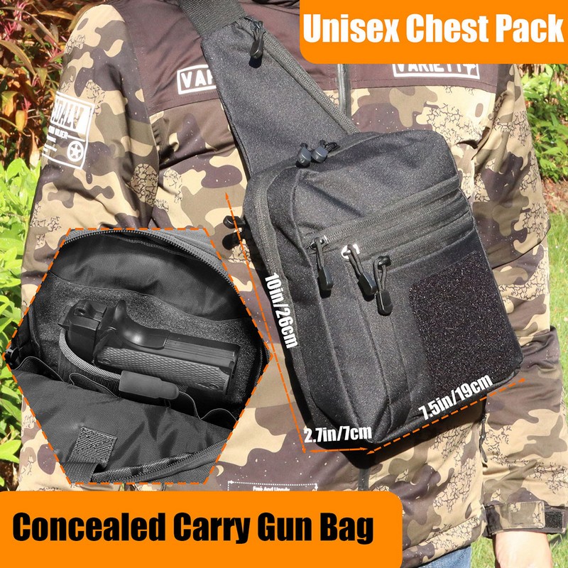 新しい戦術的なチェストバッグピストルホルスター隠し銃キャリー - Edc Carry Gun のレビューと価格