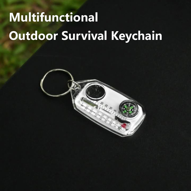 アウトドア用品 コンパス 温度計 拡大鏡 3 in 1 キー - Compass Keychain Mini のレビューと価格