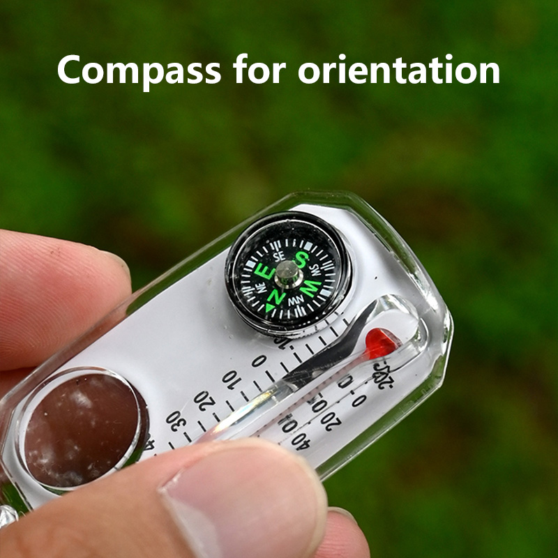 アウトドア用品 コンパス 温度計 拡大鏡 3 in 1 キー - Compass Keychain Mini のレビューと価格