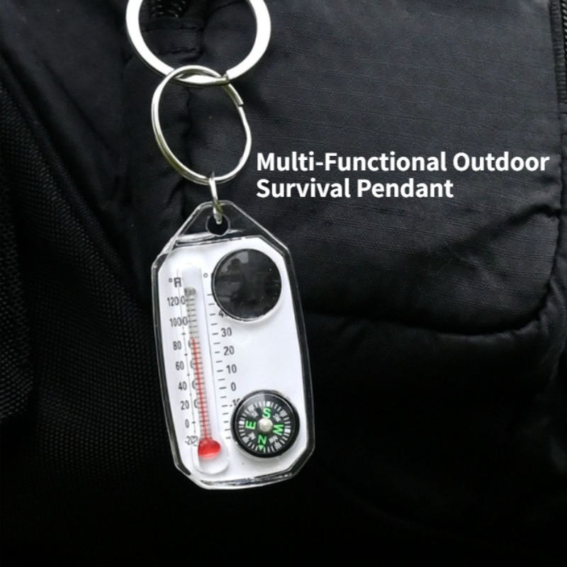 ミニアウトドアサバイバルキーホルダー 3-in-1 コンパス - Compass Keychain Mini のレビューと価格